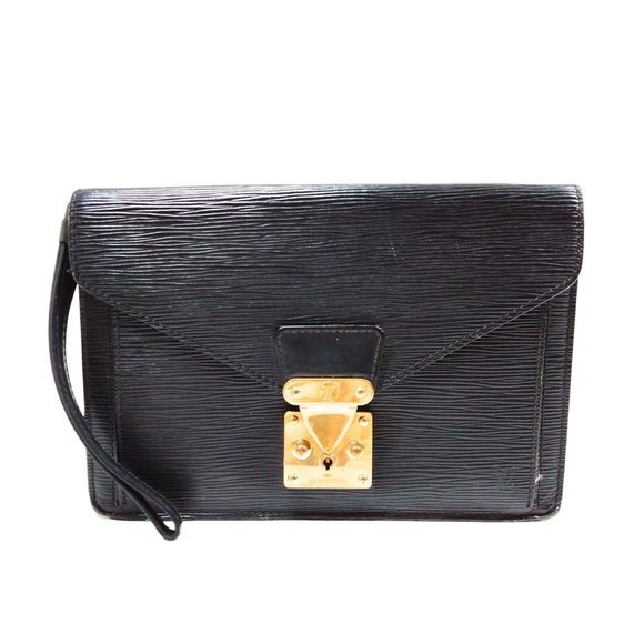 224199D Louis Vuitton Clutch Bag Serier Dragonne Black Epi - Picture 1 of 8